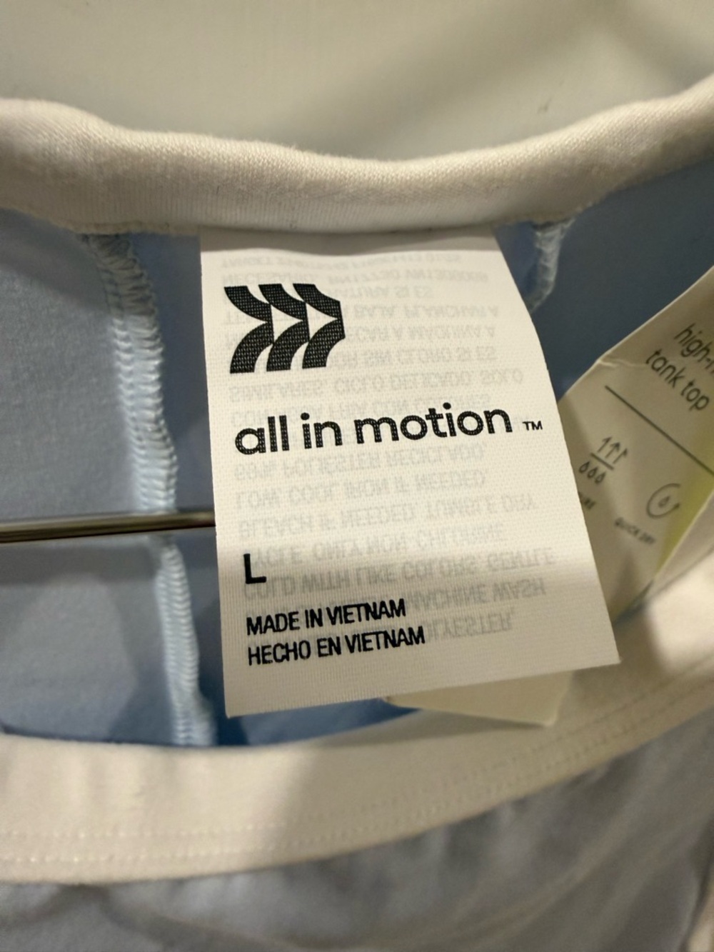 NWT All in Motion Light Blue Racerback Tank Top with White Trim - Women - Picture 3 of 4